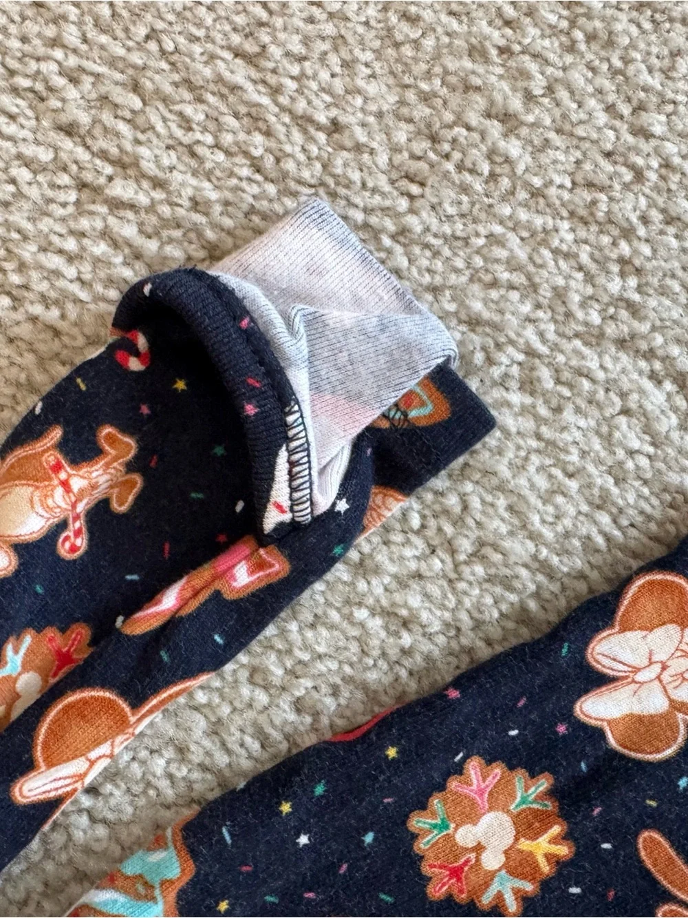 Children's Holiday Print Onesie - Black with Gingerbread & Candy Motifs